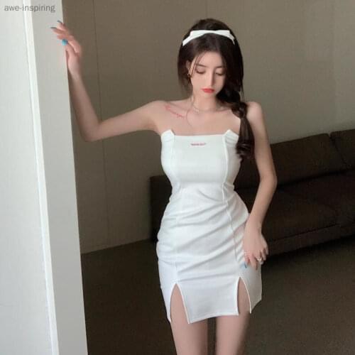 2021 Summer New Strapless Slim Sexy Backless Jumpsuit Womens Split Hip Wrap Skirt