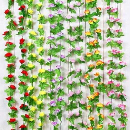 2.5 m Extra Long Artificial Rose Flower Vine Wisteria Garland Home Room Air-conditioning Ducts Hanging Ornament Wedding Decor
