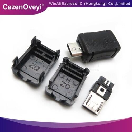 20pcs/lot USB 5 Pin T Port Male Plug Socket Connector With Plastic Cover for DIY Adapter PCB SDA Cable Line In Stock