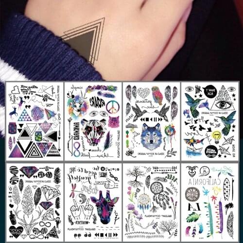 11 Kinds Adult Temporary Body Art Tattoo Stickers Fashion Totem Waterproof Disposable Colored tatouage temporaire Fast Makeup