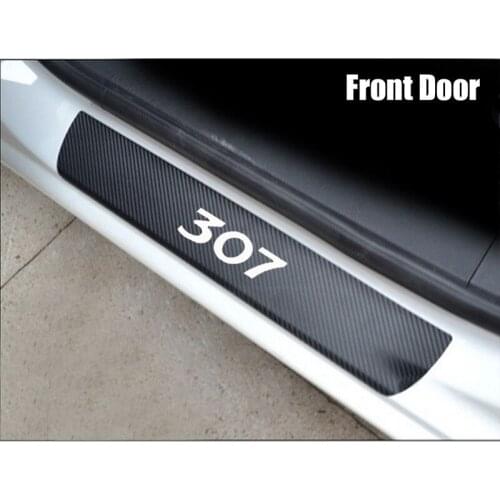 For Peugeot 307 Door Threshold Car Door Plate Stickers Carbon Fiber Look Car Sticker Sill Scuff Cover Anti Scratch Decal 4Pcs