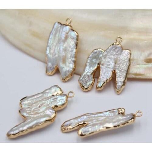 5pcs/lot Natural special-shaped precious copper edging irregular Pearl Charms Pendant For DIY bracelet necklace earring Making