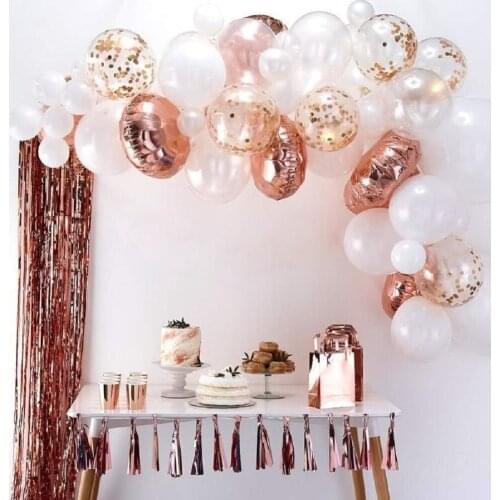 54pcs/lot Rose Gold Balloon chain Arch Kit White Garland Confetti Balloons Baby Shower Birthday Wedding Party Backdrop Decor Sup