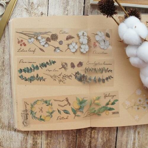 6 Sheets Lemon Eucalyptus Cotton PVC Sticker Scrapbooking DIY Gift Packing Label Decoration Tag