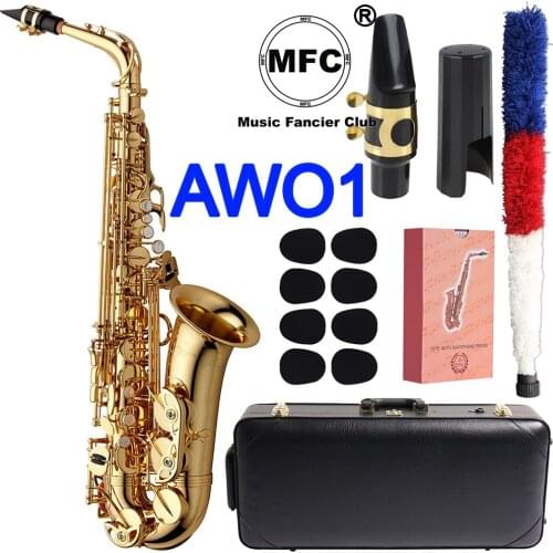 Brand New Professional Elegant Sound Alto Saxophone A-901 A-WO1 Gold Lacquer Sax Alto Mouthpiece Reeds Neck Musical Instrument