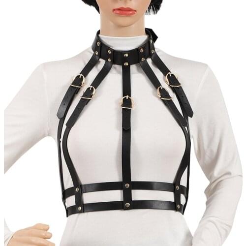 BDSM Adult Games Leather Lingerie Fetish Restraints Erotic Accessories Sex Toys for Women Bondage Sexy Cage Bra Gothic Garter