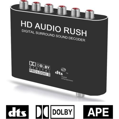Digital 5.1 Audio Decoder Dolby Dts/Ac-3 Optical To 5.1-Channel RCA Analog Converter Sound Audio Adapter Amplifier Converter