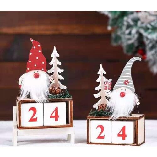 Christmas Decoration Wooden Pine Cone Calendar Wooden Creative Dwarf Old Man Countdown Calendar Window Decoration