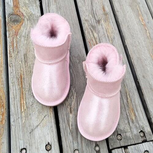 Winter new thickened warm childrens snow boots sheepskin wool one baby toddler shoes soft bottom non-slip