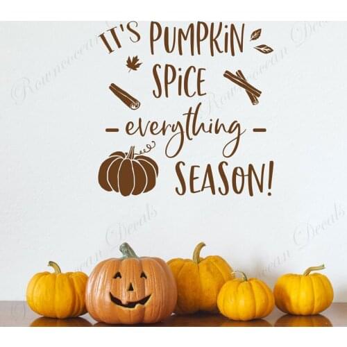 Its Pumpkin Spice Everything Season Quote Wall Decal Fall Autumn Home Decor Room Wall Sticker Removable Wallpaper Murals 4642
