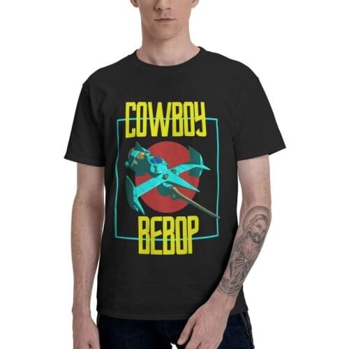 Japanese Manga Cowboy Bebop Swordfish T Shirt Men Short Sleeve 100% Cotton T-shirt Lets Jam Tee Graphic Tshirts Gift