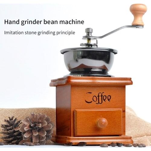Coffee Bean Grinder Wooden Manual Coffee Grinder Hand Stainless Steel Retro Coffee Micronizer Household Small Coffee Grinder