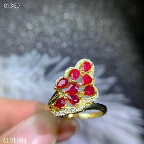 KJJEAXCMY boutique jewelry 925 sterling silver inlaid natural ruby female ring support detection