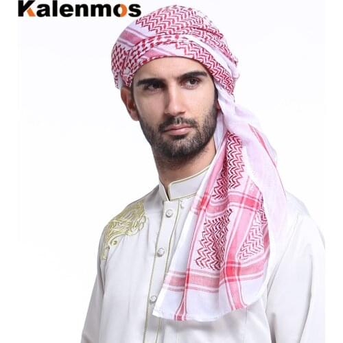 Muslim Hijab Man Multifunction Tactical Head Scarf Bandana Palestine Islamic Military Adjustable Plaid Shawl Keffiyeh Shemagh