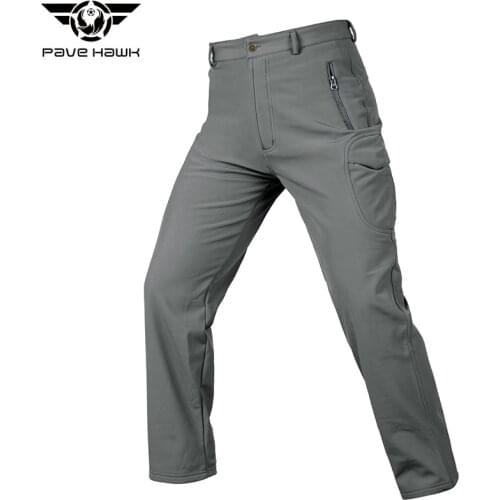 Men Tactical Pants Multi-purpose Pockets Cargo Pants Scratch-resistant Fleece Winter Warm Tactical Pants Outdoor Sports Pants