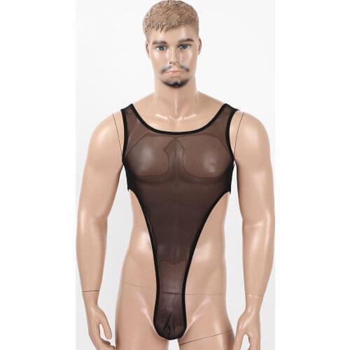 Men Underwear American Exotic Lingerie Teddies Bodycon See Through High Cut Wrestling Singlet Sexy Bodysuit Costumes Clothing