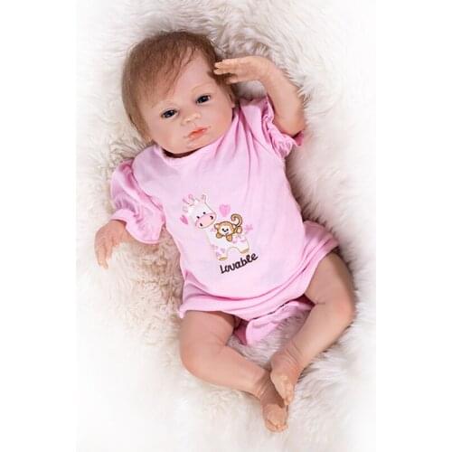 Nicery 16-18inch 40-45cm Bebe Doll Reborn Soft Silicone Boy Girl Toy Reborn Baby Doll Gift Pink Jumpsuit