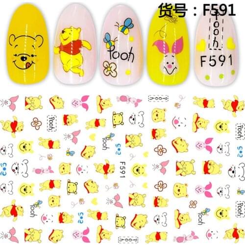 Winnie ther Pooh Childrens Nail Stickers Disney Mickey Mouse Toys Manicure Accessories Girls Student Cartoon Decoration Decals
