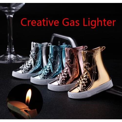 New creative personality mini-high canvas shoes model lighter gas inflatable open fire