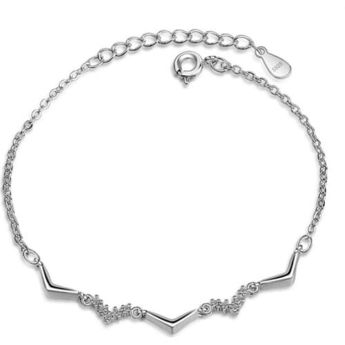 New Simple Fashion 925 Sterling Silver Wave Bracelet For Women Zircon Jewelry Pulseira Feminina Christmas Gift Drop Shipping