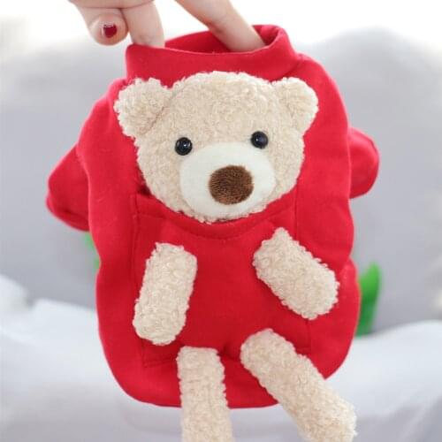 Muppet Bear Dog Clothes Autumn and Winter Clothes Teddy Sweater Bichon Red Pullover Puppy Soft Home Clothes Pet Supplies