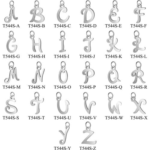 26pcs From A to Z Stainless Steel Initials Pendants Little Letters Gold Alphabet Charms DIY Letter Pendant Making Women Jewelry