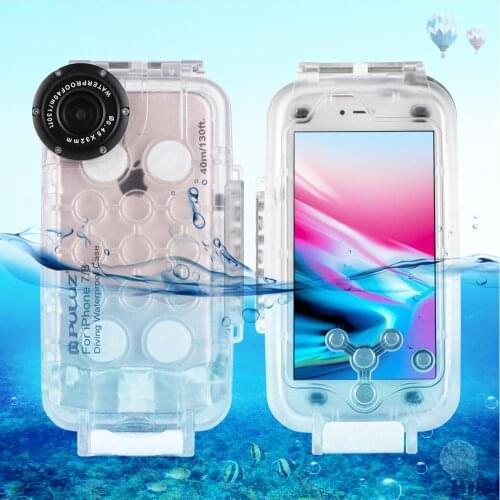 PULUZ for iPhone 8 & 7 40m/130ft Waterproof Diving Housing Photo Video Taking Underwater Cover Case
