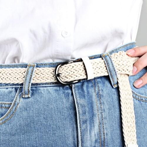 Hot Sale Women Woven Belt Casual Wax Rope Braided Belt 2019 Female Belt For Jeans Womens Belt With Metal Buckle Knitted Belt