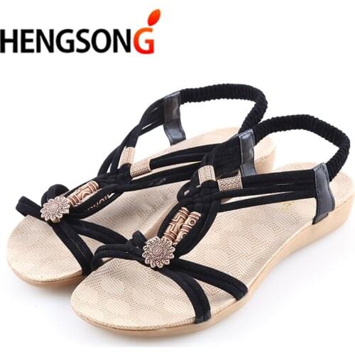 Womens Sandals 2021 Summer Shoes Mid Heel Fashion Herringbone Beaded Sandals Flip-flop Flat Bohemia Beach Shoes Female Girls