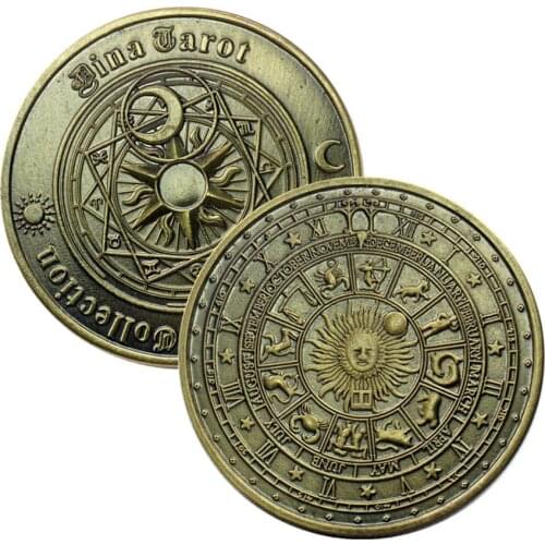 Tarot Wishing Commemorative Coin Sun Moon Constellation Challenge Coin Feng Shui Coins collectibles Help People Think Things