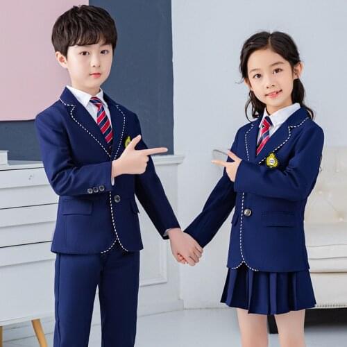 Spring and autumn preppy style boys and girls uniforms suit British style school uniforms childrens class blazer suits