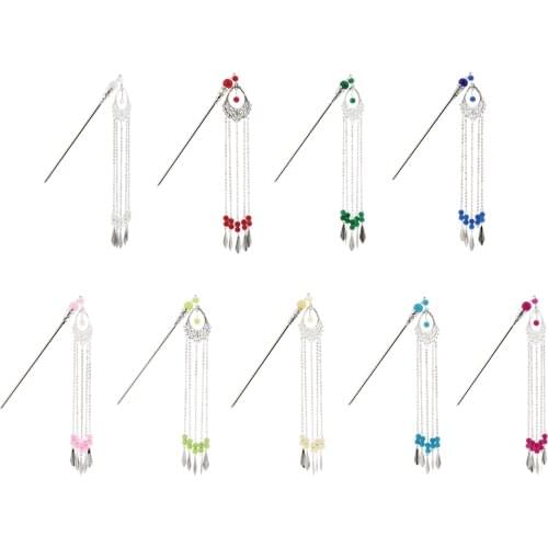 Vintage Beads Tassel Hair Stick Pin Chinese Traditional Women Hair Accessories