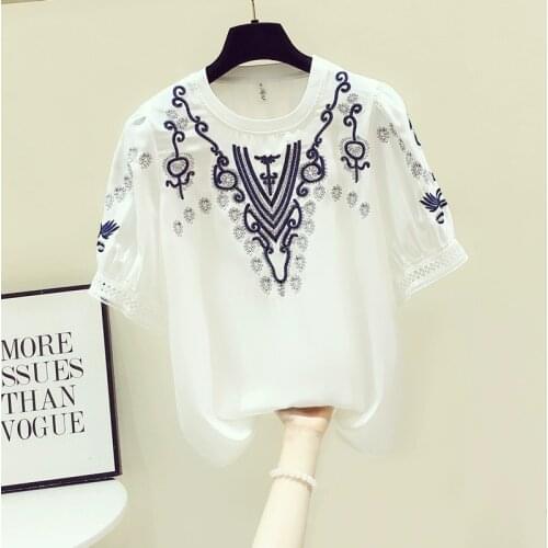 YUANYUANJYCO Women's Shirts With Embroidery