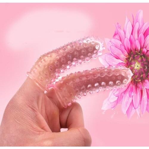 Finger Sleeve Vibrator Women Soft PVC Sex Double Finger Sleeve Flirting G Point sex toys for Women Lesbian Orgasm