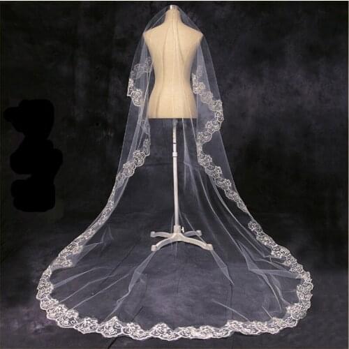 3m Lace Champagne Long Tail Wedding Veil Wedding Accessories