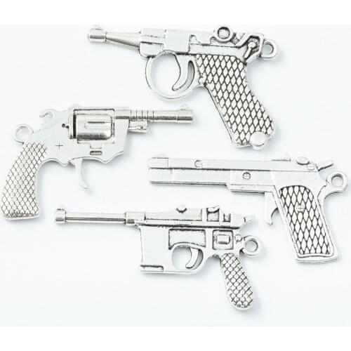4/10/15/20 pieces of retro metal zinc alloy gun pendant for DIY handmade jewelry necklace making 6777-6781