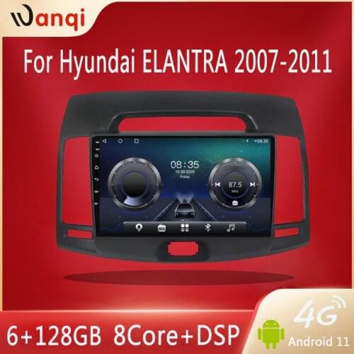 6+128GB Android 10.0 4G WIFI DSP car radio for Hyundai Elantra 2007-2011, with GPS navigation function, support Carplay 5.0BT
