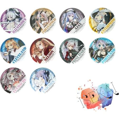 Azur Lane Game Badge Anime UNICORN AJAX ENTERPRISE CLEVELAND NELSON PORTLAND YUUDACHI Cute Metal Badge Brooch Pins