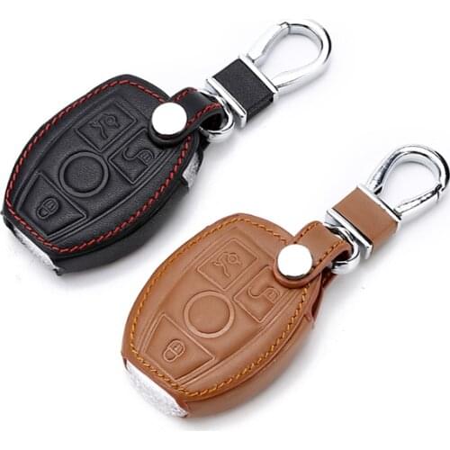 Genuine Leather car key case cover For Mercedes Benz A Class W169 B C E S R C200E 260L Glk300 accessories AMG W212 W124