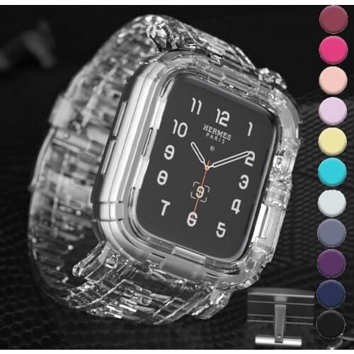 Case+Strap for Apple Watch Band 42mm 38mm Accessories Soft Silicone Transparent Bracelet band iWatch series 5 4 3 6 se 44mm 40mm
