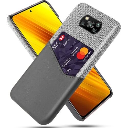 Febric Card Holder Cover For Xiaomi Mi Poco X3 Pro Coque Cloth Texture PU Antiskid Funda For Xiomi POCO X 3 Pro 6.67" 2021 Case