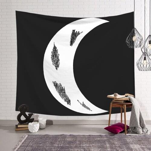 Moon black and white Funny cartoon Blanket Tapestry 3D Printed Tapestrying Rectangular Home Decor Wall Hanging style-3