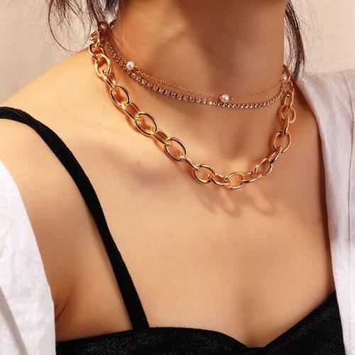 DoreenBeads Trendy Link Chain Choker Necklace For Women Accessories Gold Silver Color Hip Pop Jewelry Charms 41.5cm long, 1 PC