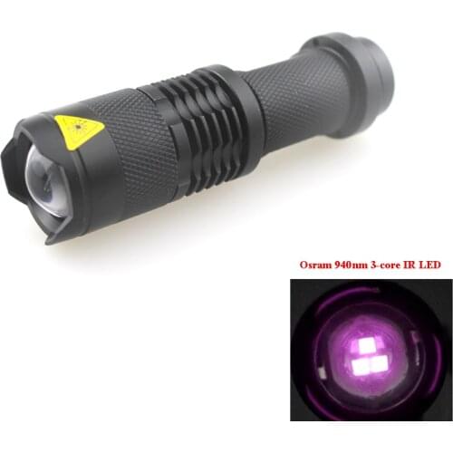 U-F SK68 940nm 3-Cores Infra-Red Zooming IR Fill-in Flashlight (1x14500/1xAA)