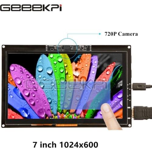 GeeekPi Free Driver 7 inch 1024x600 Capacitive Touch Screen Display 720P Camera for Raspberry Pi 4 B All Platform/PC/Beaglebone