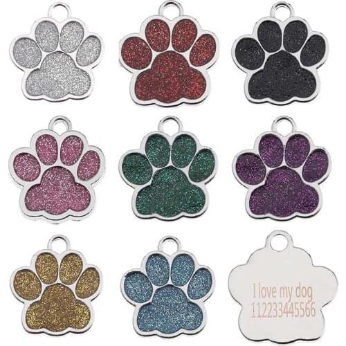 Anti-lost Custom Dog ID Tag Engraved Pet Dog Collar Accessories Personalized Cat Puppy ID Tag Stainless Steel Paw Name Tags
