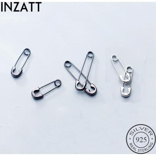 INZATT Real 925 Sterling Silver Geometric Hoop Earrings For Fashion Women Party Hiphop Fine Jewelry Minimalist Accessories