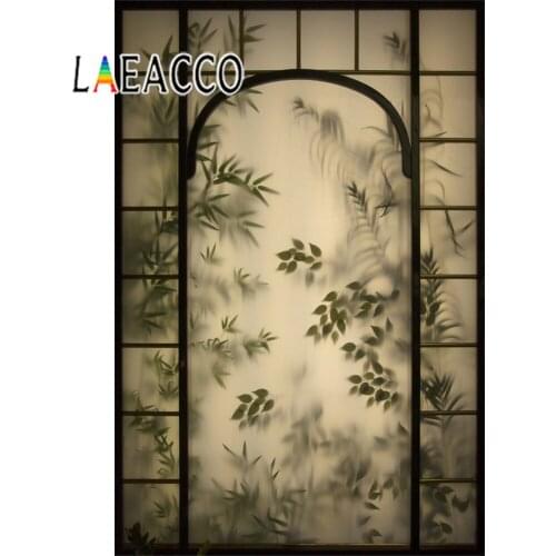 Laeacco Old Screen Widow Watercolor Bamboo Tree Child Scenic Photographic Backgrounds Photography Studio Photocall Photo Studio