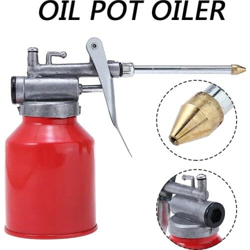 1pc Oil Can Oiler 250ml For Home Tools Supplies Oil Can Die Cast Body With Rigid Spout Thumb Pump Oiler Injector Can