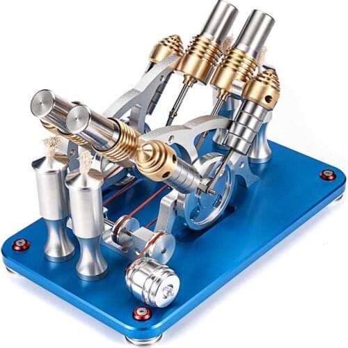 Micro-engine of Model Generator Unit of V4 Dual-cylinder Four-cylinder Stirling Engine with All Metal Activation